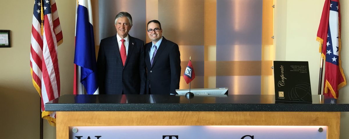 Melvin Torres, director of Latin American Trade for the World Trade Center Arkansas stands with Jaime Figueroa Navarro of Panama.
