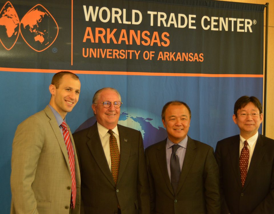 The World Trade Center Arkansas (WTCAR) is expanding its partnership with the Arkansas Economic Development Commission (AEDC) with a new work space at the state agency’s offices in Little Rock. “Trade is vitally important for Arkansas,” said Gov. Asa Hutchinson. “Increasing exports of Arkansas products strengthens our economy, grows Arkansas business, and creates new employment opportunities for Arkansans. This new expansion between AEDC and the World Trade Center Arkansas will ensure that our state’s flagship trade promotion agency is further empowered to help our companies gain access to the global market.” Launched in 2007, the Center was established at the University of Arkansas (UA) to help companies in the state access global markets through comprehensive trade promotion services such as market research, consultation, foreign trade mission participation, and business-to-business meetings. The Center builds upon the efforts of its partners – Hunt Ventures, AEDC, City of Rogers, UA, and Office of the Governor – to bring together businesses and government agencies in growing international trade and strengthening the worldwide presence of Arkansas. “Trade plays an integral role in our economy and is critical to economic development,” said AEDC Executive Director Mike Preston. “More than 350,000 jobs in Arkansas are supported by trade and foreign investment, and companies in trade-related industries tend to pay higher than those that are not.” The new office will allow the Center increased access to the entire state as it seeks to improve foreign market access and trade development, WTCAR officials said. “We offer our services to companies throughout the entire state,” said Dan Hendrix, president and CEO of WTCAR. “This new office in Little Rock will help increase our effectiveness to serve clients statewide and will initially be manned by existing, rotating trade staff.” Most exporting companies in Arkansas are small businesses, and the top markets are Canada, Mexico, France, China, and the United Kingdom. The state’s largest exporting industries are agriculture, aerospace, and transportation equipment, which combined contributed to nearly half of the $6.3 billion dollars in exports in 2017. Total exported goods and services since 2007 have reached $84 billion. The Center also builds commercial diplomacy through its regular work with officials, diplomats and business leaders from foreign countries to find opportunities for Arkansas businesses. The Center’s trade directors actively advocate on behalf of exporting Arkansas companies to officials on all levels of government. Several special guests were on hand, including Japan External Trade Organization CEO Toshinaga Hirai and Lenka Horakova, Arkansas District Export Council chairman and Honorary Consulate General of the Czech Republic. The opening of the new office coincides with the International Trade Administration’s official World Trade Month throughout May. The Center will be participating with multiple trade promotion events throughout the month such as the Trade With Africa Business Summit and the Governor’s Awards For Excellence in Global Trade. ### About Arkansas Economic Development Commission (AEDC): Created in 1955 to make Arkansas more competitive in the post-World War II era, the Arkansas Economic Development Commission (AEDC) seeks to create economic opportunity by attracting higher-paying jobs, expanding and diversifying local economies in the state, increasing incomes and investment, and generating positive growth throughout The Natural State. Arkansas is a pro-business environment operating leaner, faster and more focused through a streamlined state government designed to act on corporate interests quickly and decisively. About World Trade Center Arkansas (WTCAR): The mission of the World Trade Center Arkansas (WTCAR) is to grow trade and increase Arkansas exports by connecting Arkansas businesses to the world through international trade services. The Center is part of the University of Arkansas and serves as the trade promotion arm for the Arkansas Economic Development Commission (AEDC). For more information and valuable updates, please follow the Center on Facebook and Twitter, or subscribe to the WTCAR newsletter.